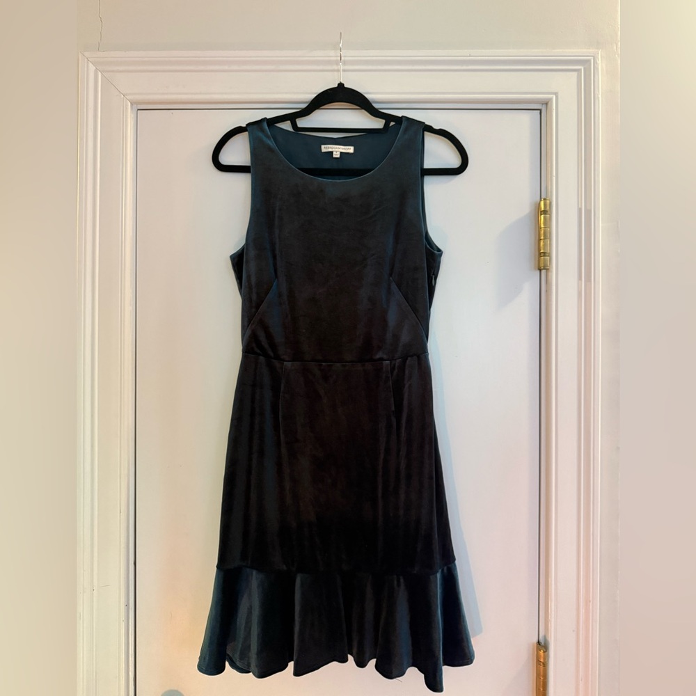Rebecca Minkoff Teal Velvet Sleeveless Mini Dress